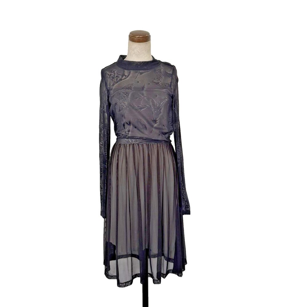 Midnight Hour Witchy Whimsigoth Dress Women’s Sz S Black Lace Bats Goth Sheer